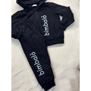 Bimbaló Boys Navy Blue Logo Zip Hoodie and Joggers Tracksuit Set